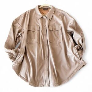 Lane Bryant ~ Tan faux leather button up jacket